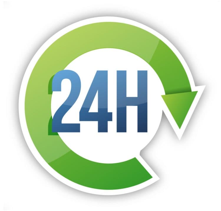 24 hour service icon for Advanced Rentals Louisiana dumpster rentals